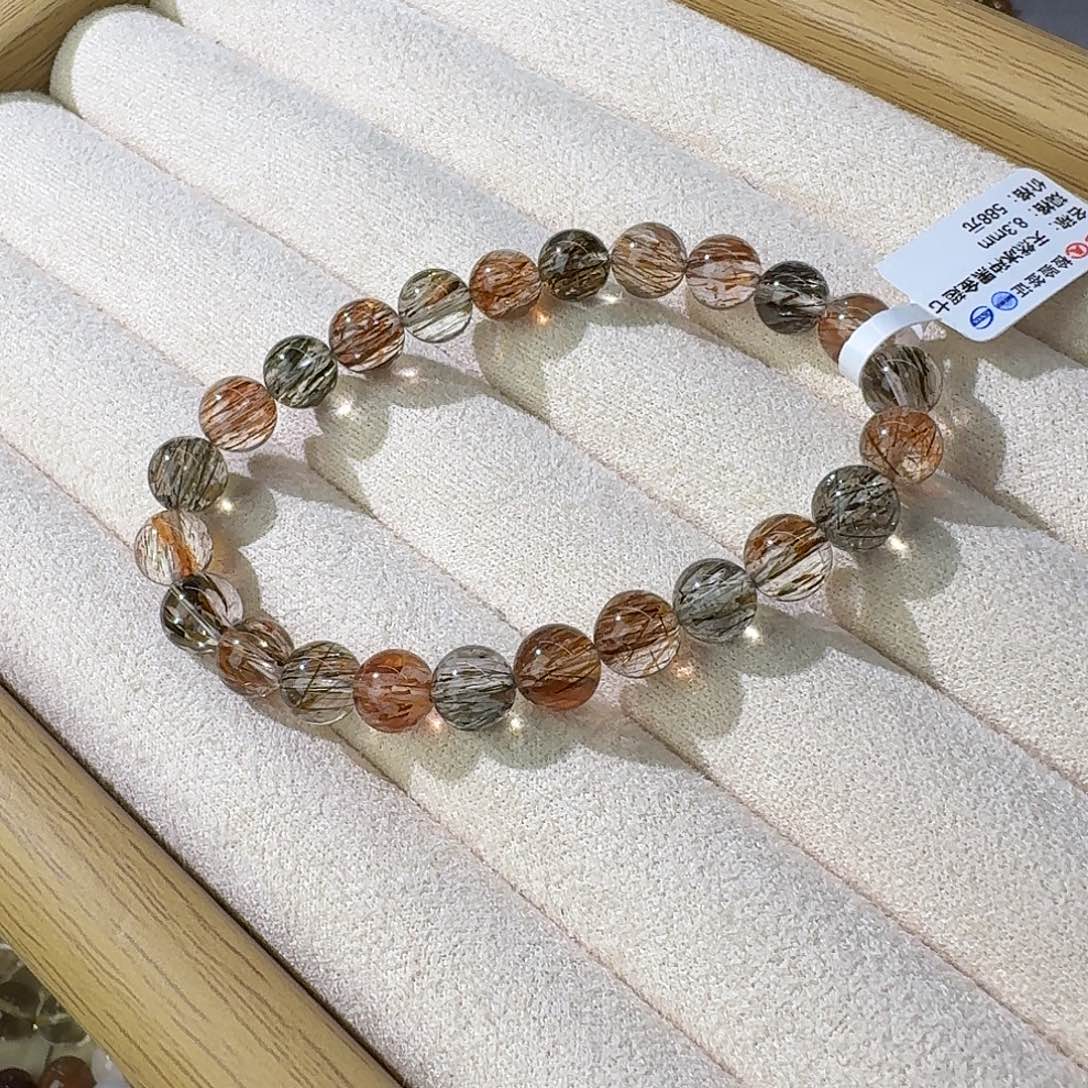 水晶手串未镶嵌黑金超七8.3