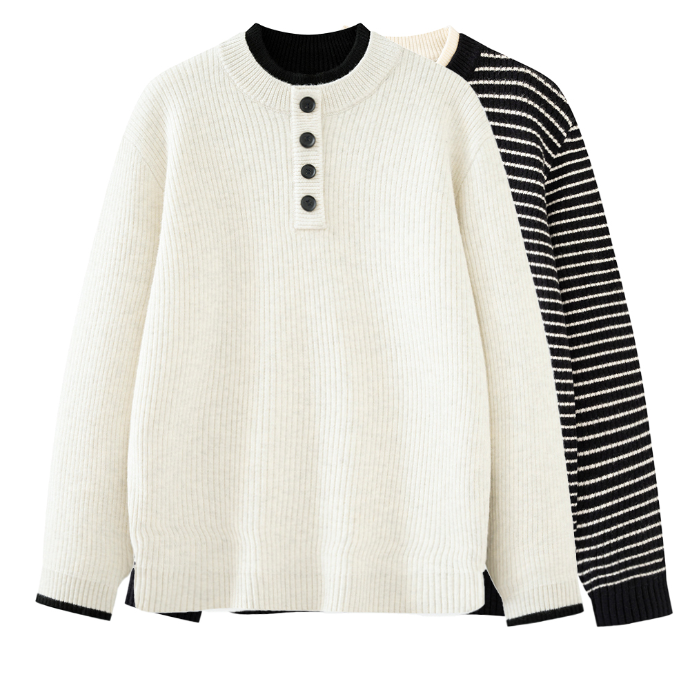 青少年带绒感的圆领毛衣初中生高中生大学生套头针织衫6008