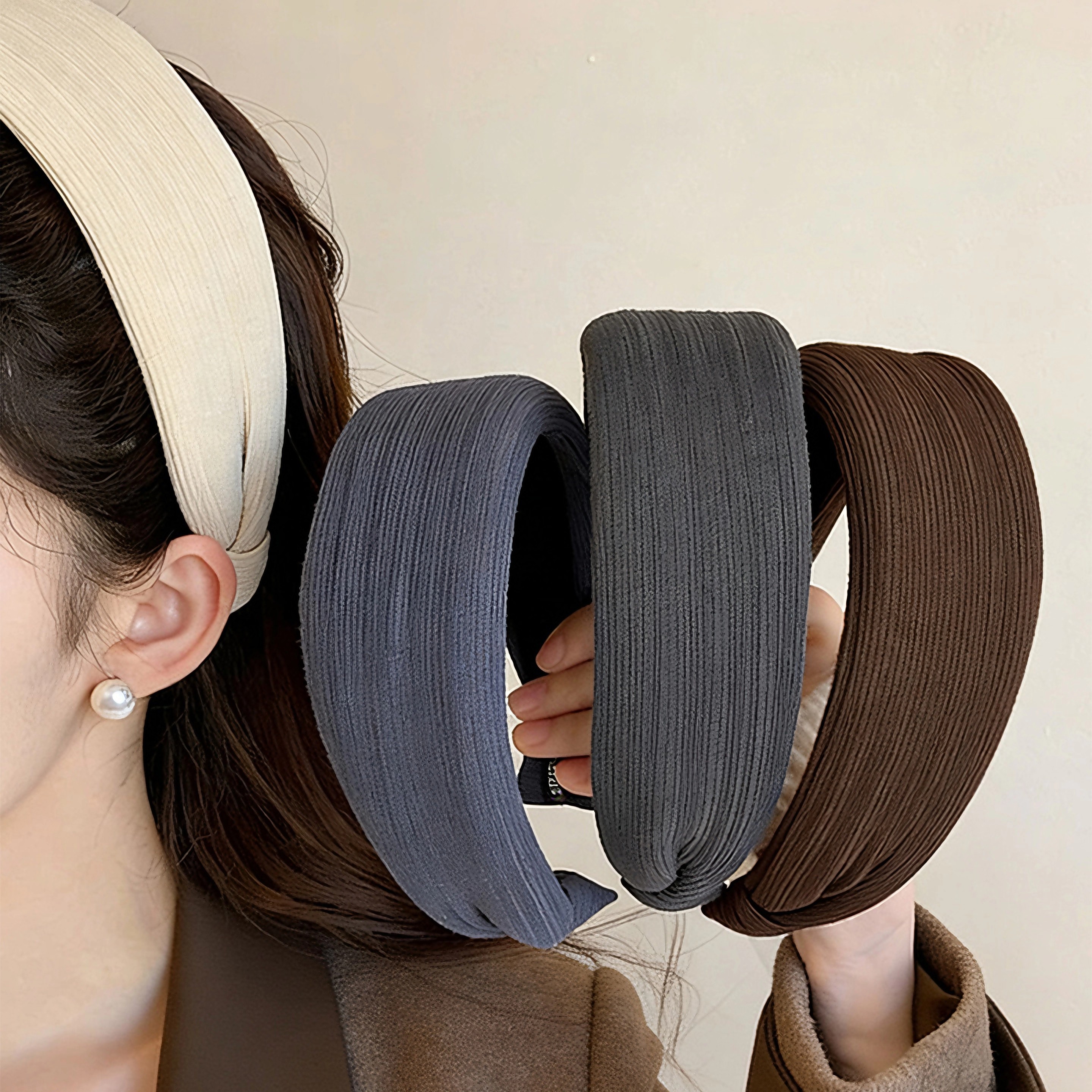 秋冬布艺高颅顶宽边发箍显脸小日常外戴头箍洗脸压发百搭发捆头饰