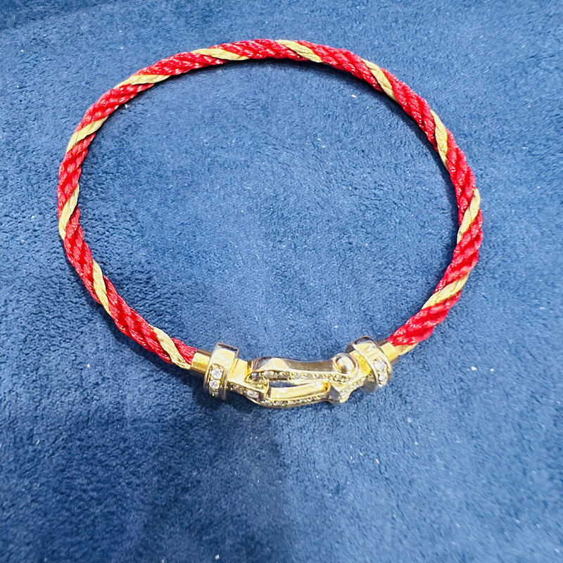 18K金天然南非钻石手链 红绳链 18K黄金色钻石手链（多样性发一件