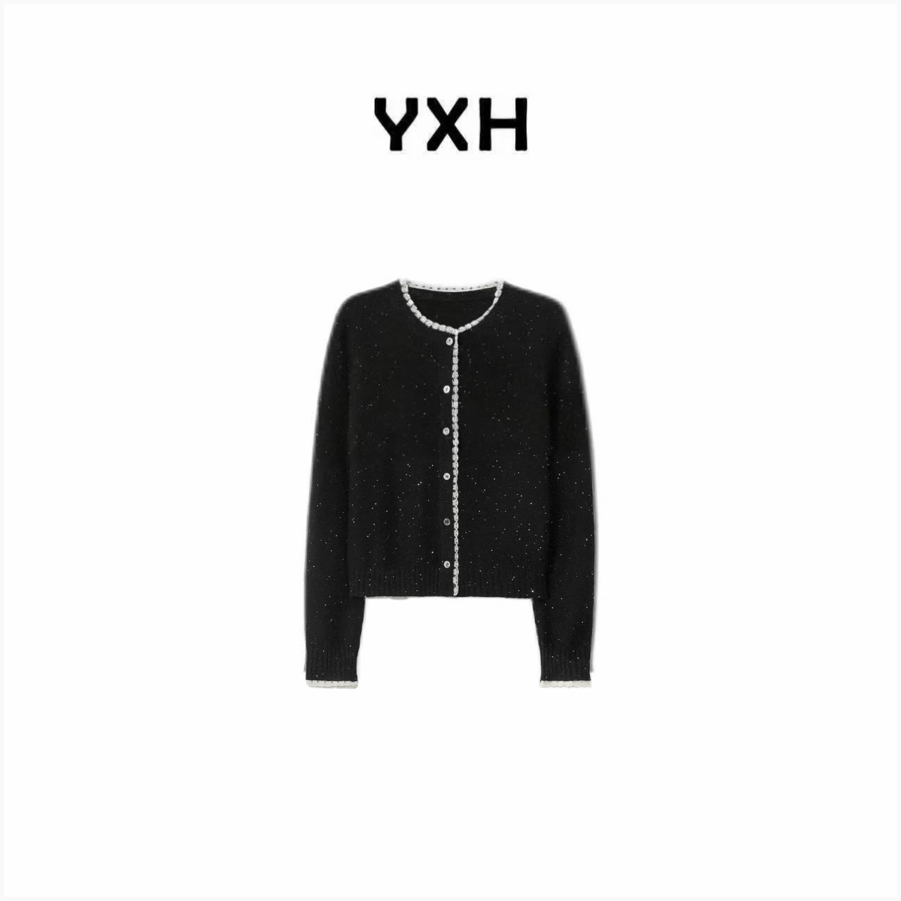 JZ【花蕾夜空】巨柔美利奴绵羊毛混纺满天星撞色针织毛衣JZ77206