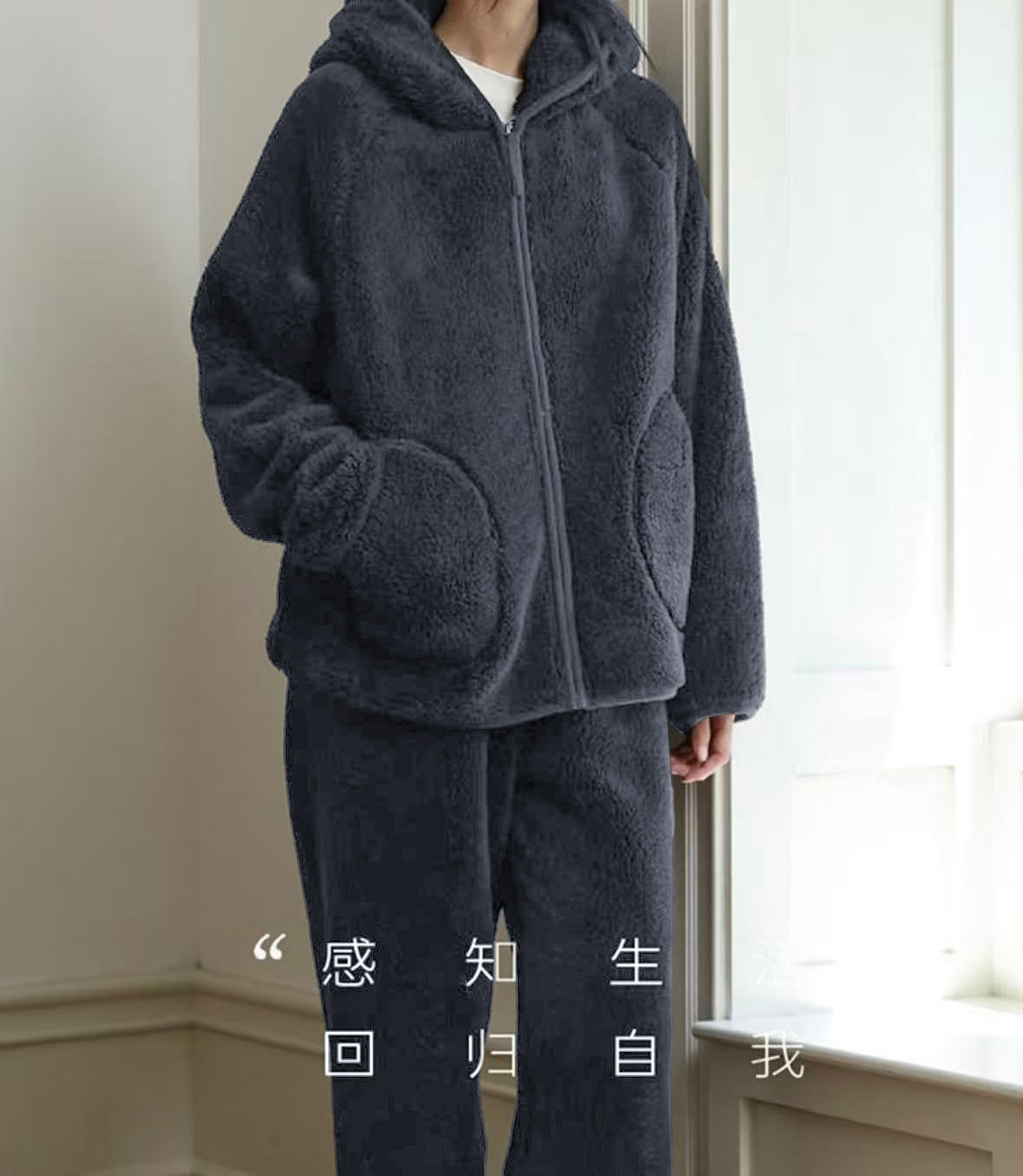 保暖连帽长男士冬季睡衣款情侣休闲加绒加厚可居家可外穿睡衣
