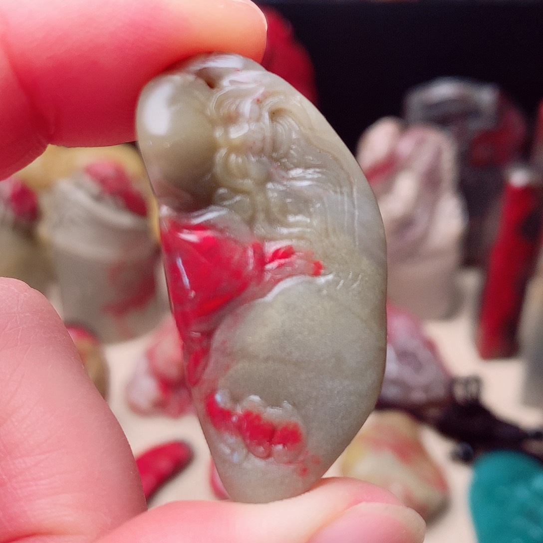 昌化鸡血石精品挂件寿星