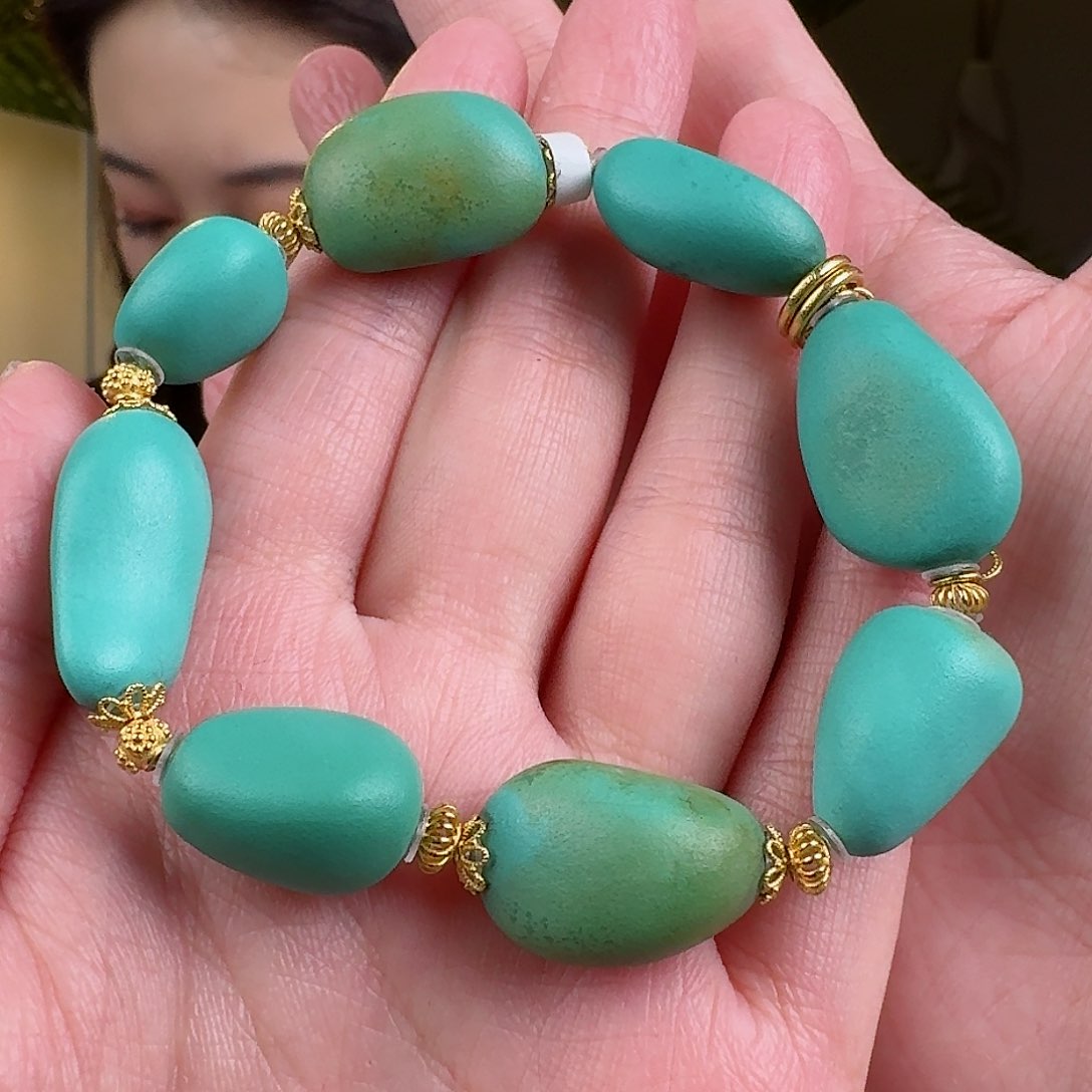 绿松石珠宝奇石18K金镶嵌