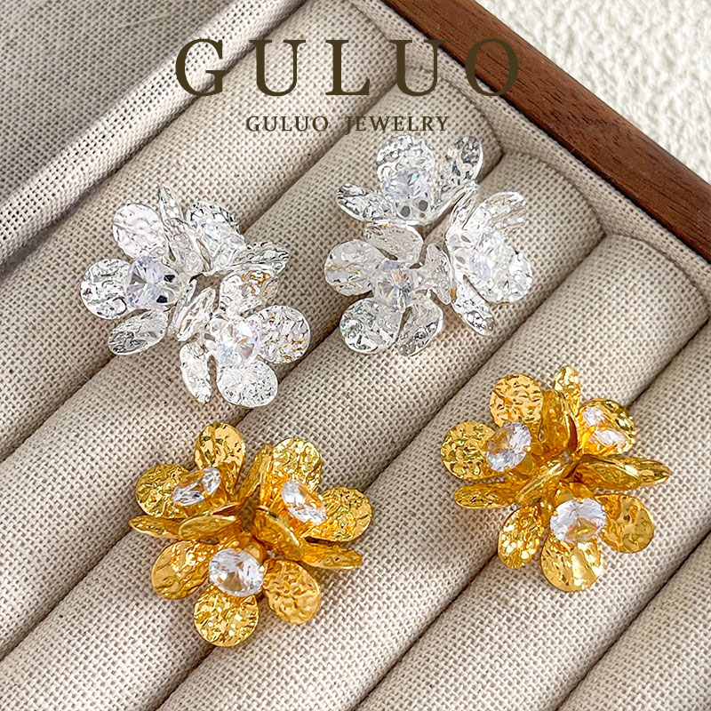 铜合金耳饰 【星空花朵】ins风金属花朵显脸小耳钉小众轻奢百搭耳饰