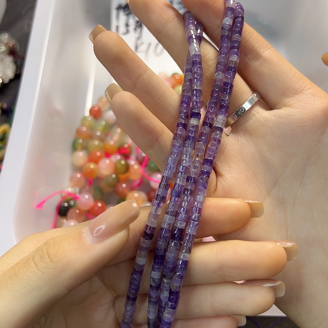 玛瑙/玉髓合金珠宝半成品紫水切一条