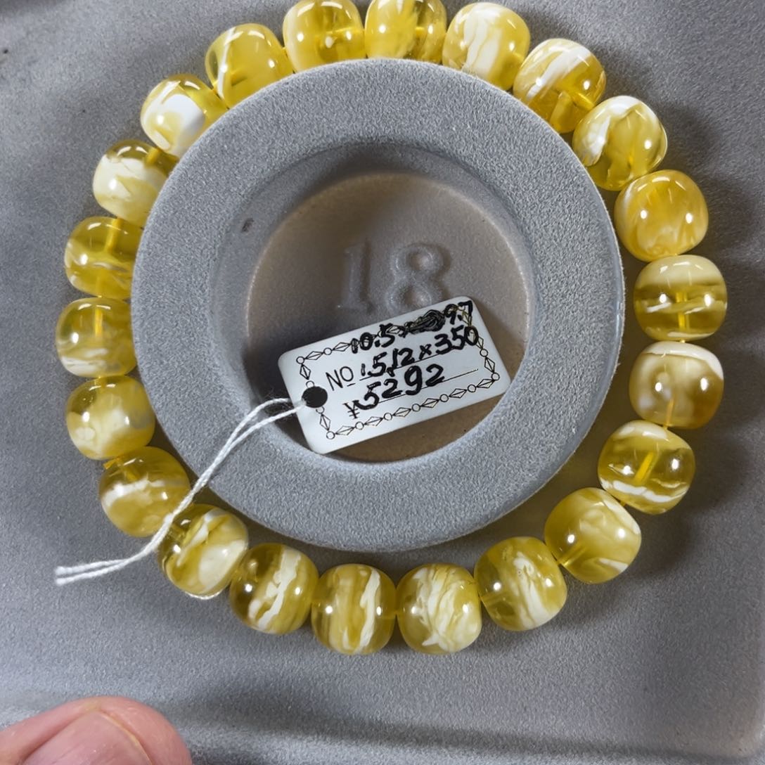 蜜蜡手串未镶嵌纯天然俄料金瓷白花虎皮