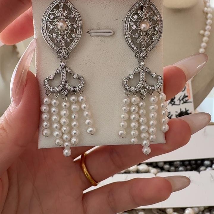 耳饰银S925镶嵌淡水珍珠36