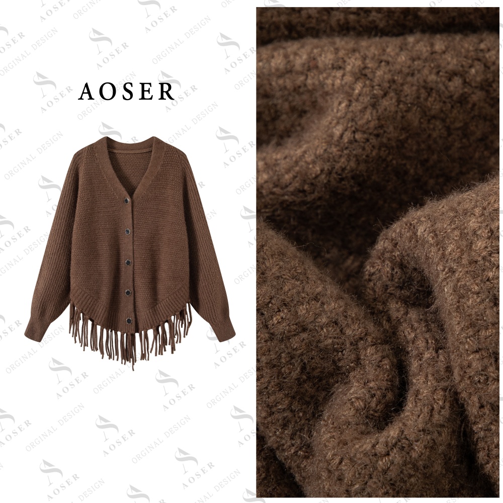 AOSER宽松显瘦时尚纯色松弛感百搭蝙蝠袖针织开衫网红慵懒风2633