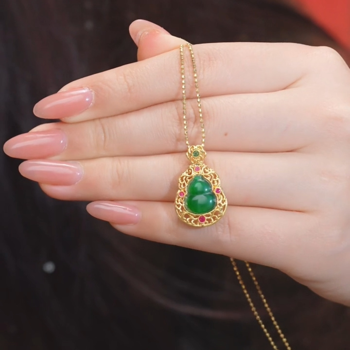 翡翠吊坠(不含链)18K金镶嵌多样性发@@E0894