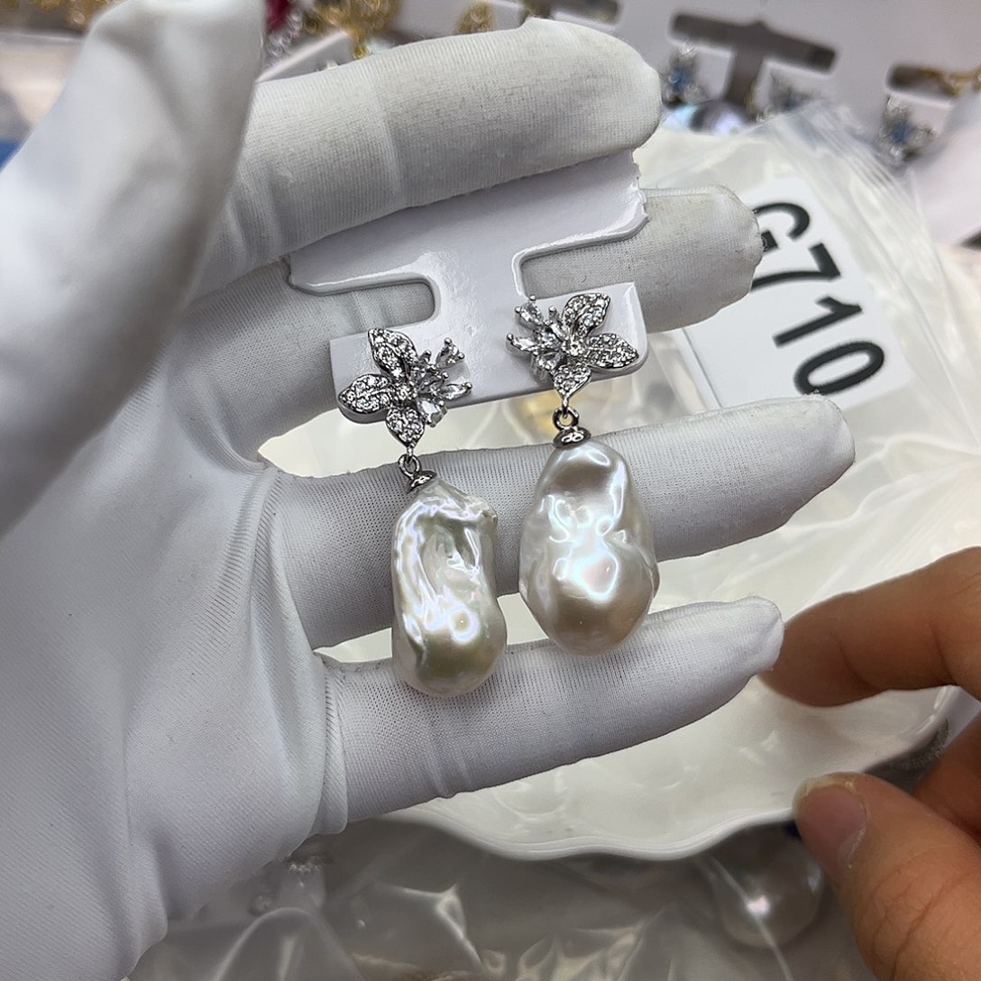 耳饰合金淡水珍珠