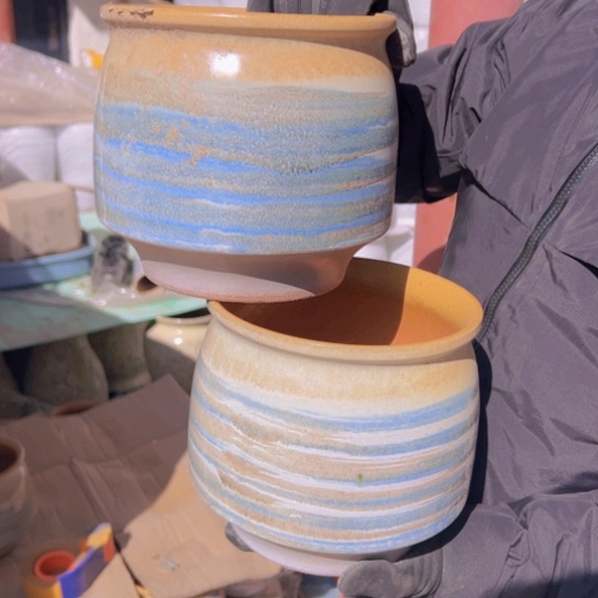 紫砂花盆高18口18————