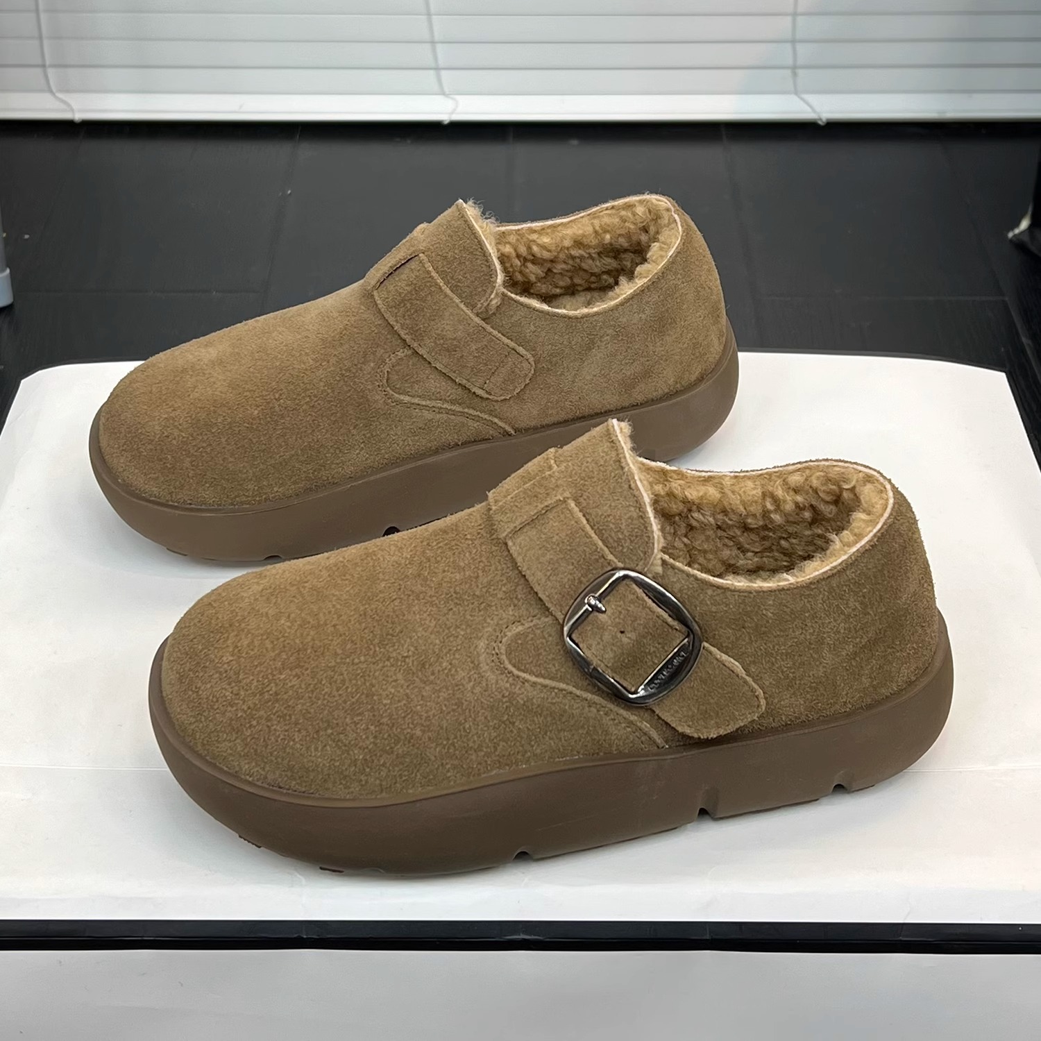 厚底毛毛勃肯鞋女2024冬季新款复古加绒加厚保暖棉鞋软底百搭单鞋