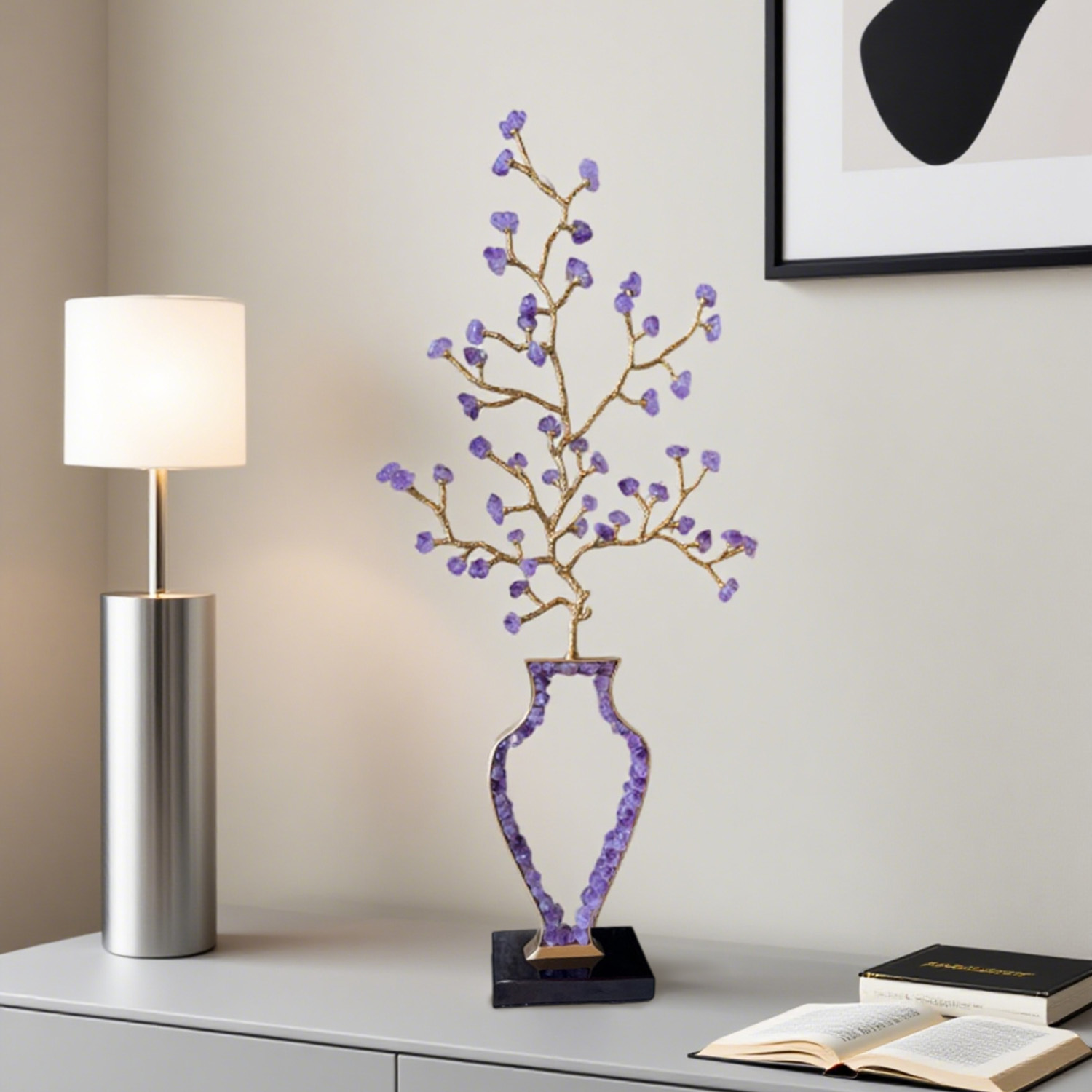 【三周年大促】紫气东来紫水晶花装饰摆件30* 8* 69