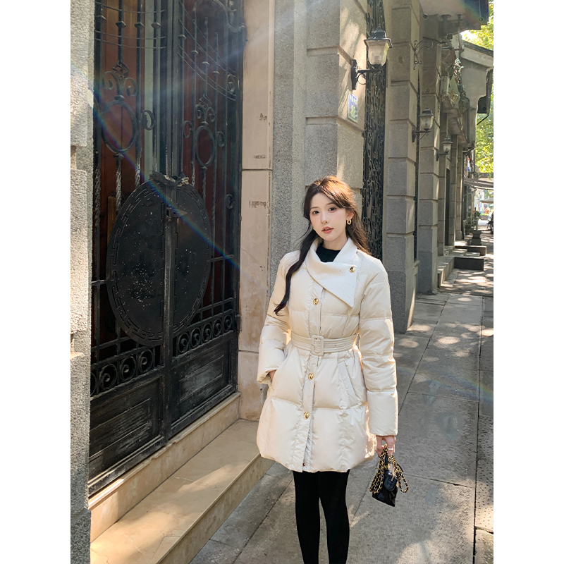 SHAOER【千山暮雪】冬季韩系时髦设计感收腰羽绒服女S725R18985