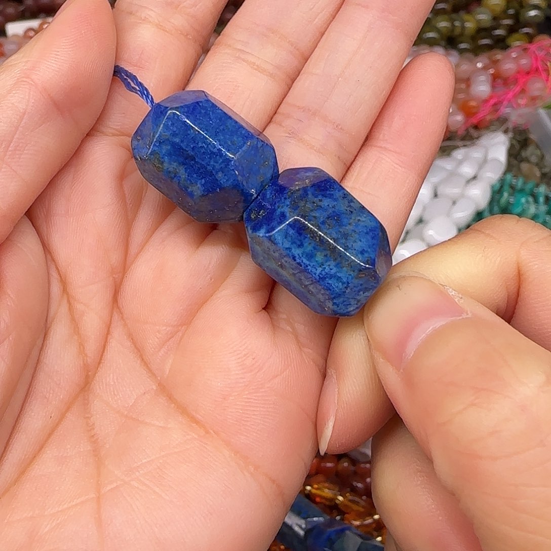 玛瑙/玉髓合金珠宝半成品青金14-20mm2颗