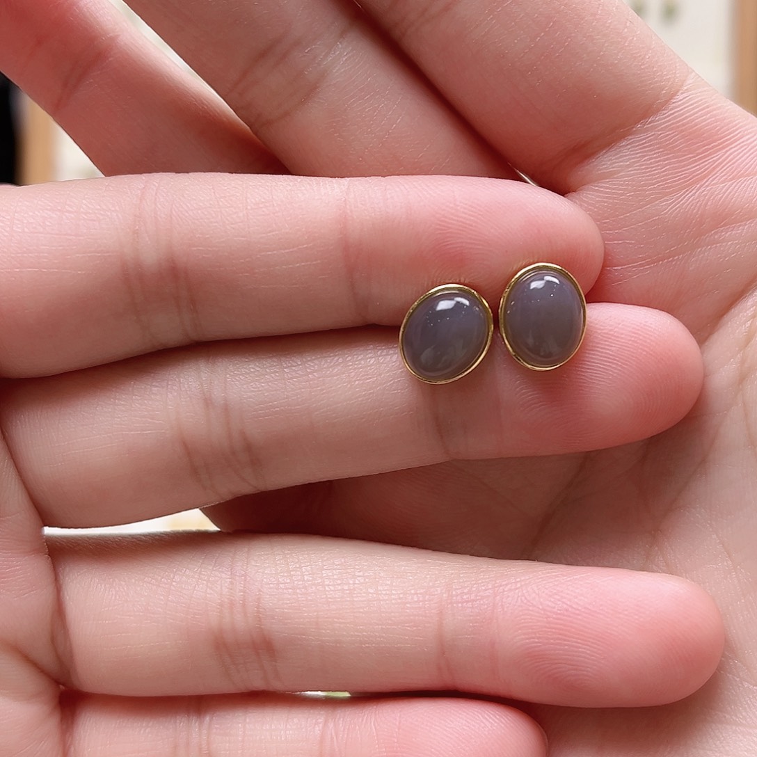 越***頔和田玉银S925镶嵌耳饰