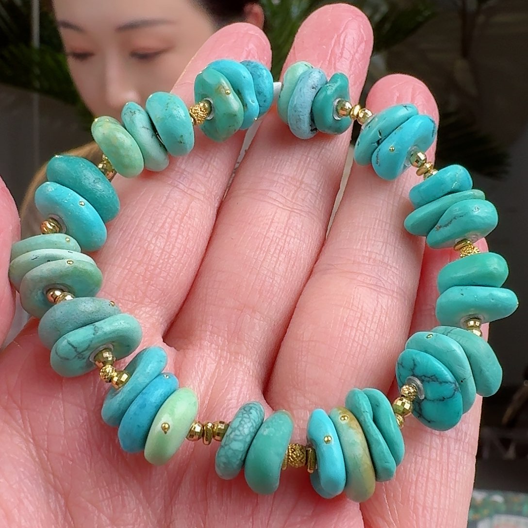 绿松石珠宝奇石18K金镶嵌