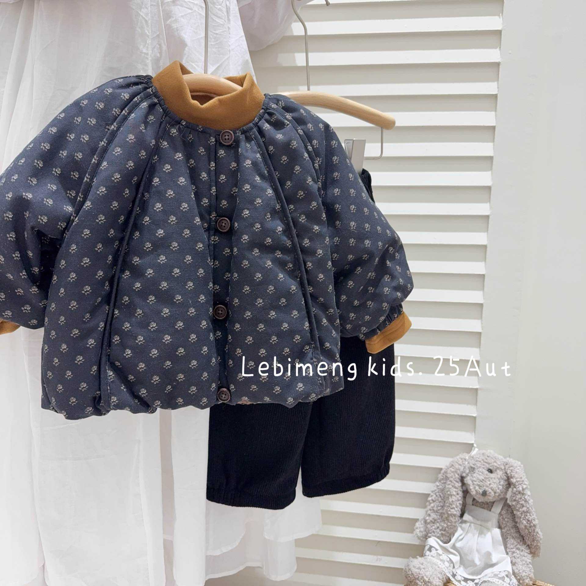 {花卷卷}2025秋冬加绒森系碎花外套打底衫灯芯绒休闲裤套装25608