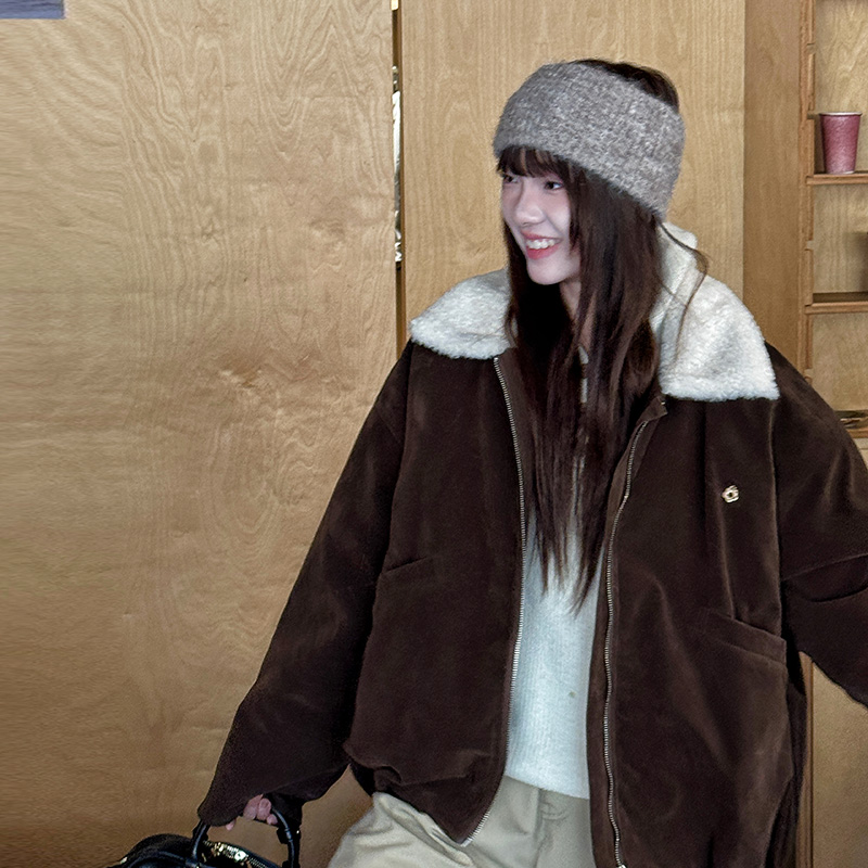 【醒妈家】女童麂皮绒加厚外套2025冬装新款中大童时髦翻领毛毛外套