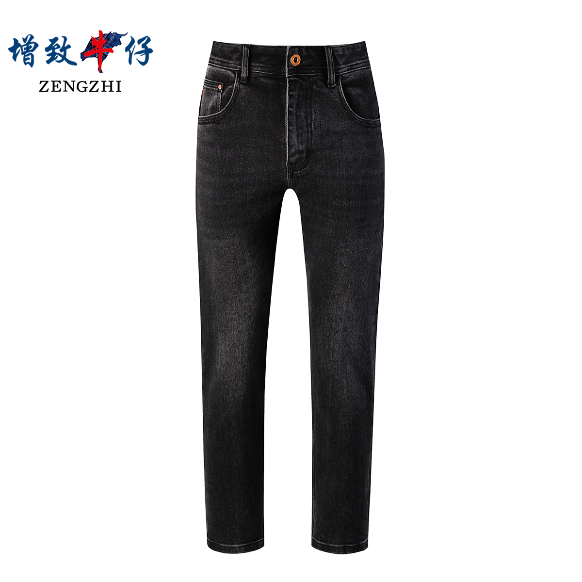 ZENGZHI/增致牛仔早秋时尚新款灰色欧版修身小直筒男士牛仔裤J13