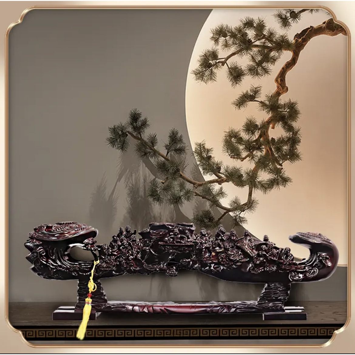 精雕十八罗汉入户玄关如意摆件高档老料木雕客厅摆件