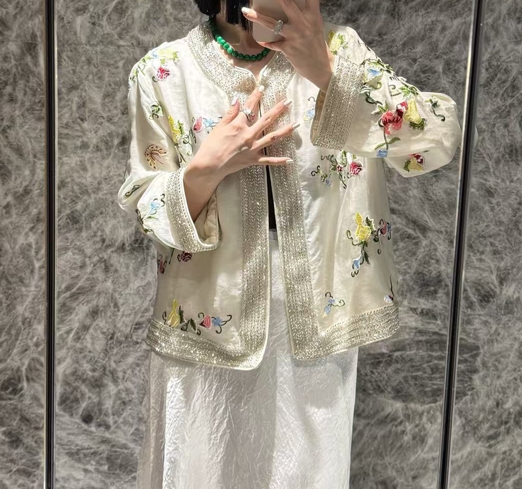 （春晓）春款新中式国风重工定制绣片蕾丝刺绣外套2025C1701-欣欣