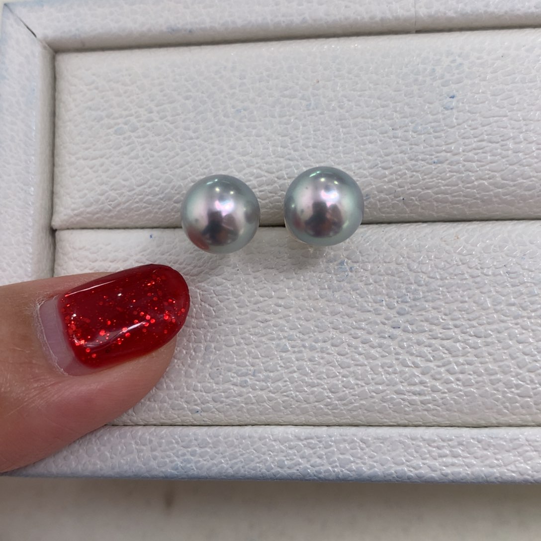 海水珍珠耳饰18K金镶嵌8+真多麻耳饰