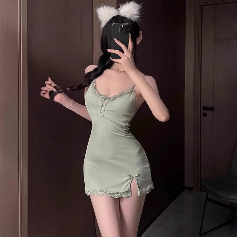 夏季睡裙露背气质女薄款无袖吊带纯欲风性感甜美法式睡裙御姐
