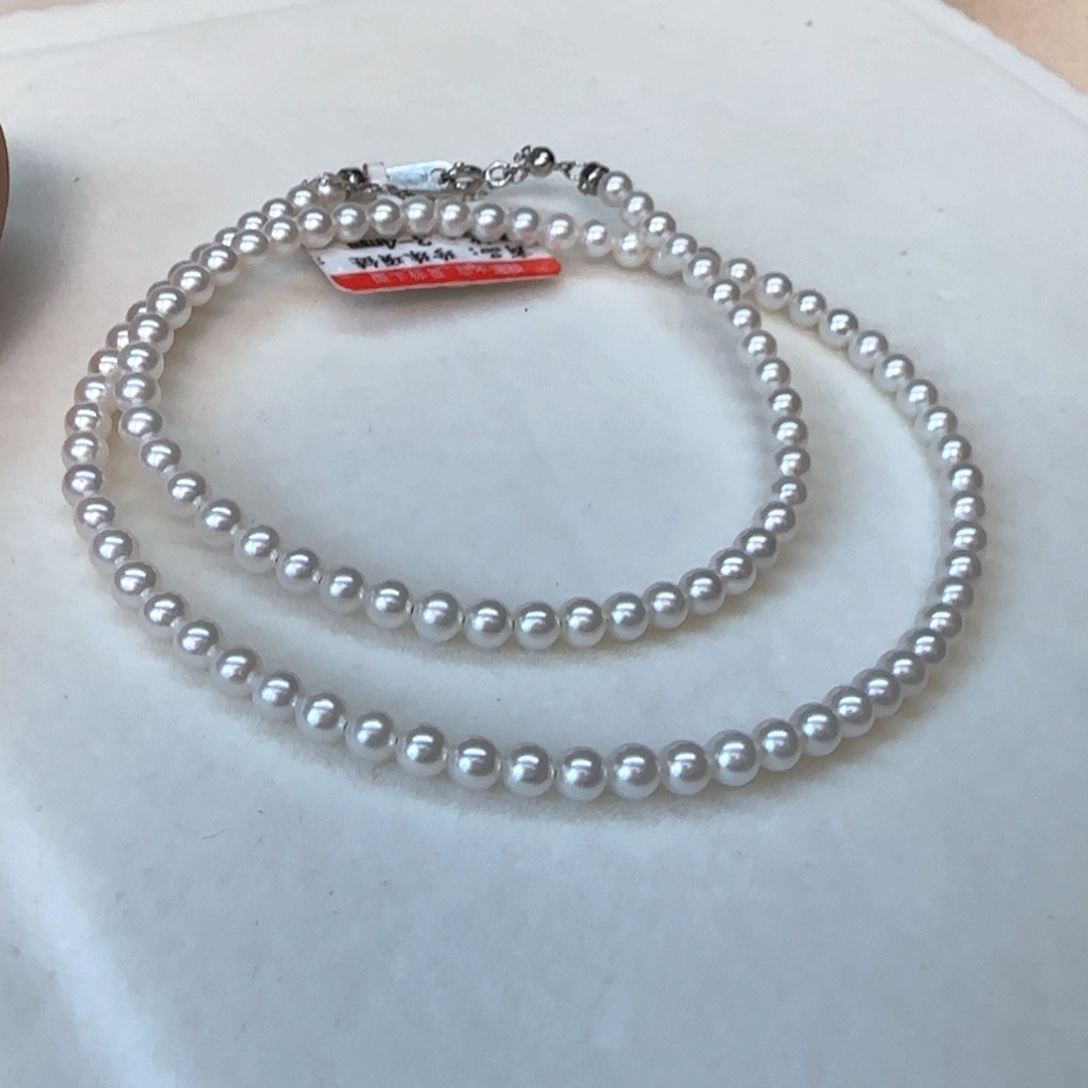 项链银S925镶嵌淡水珍珠