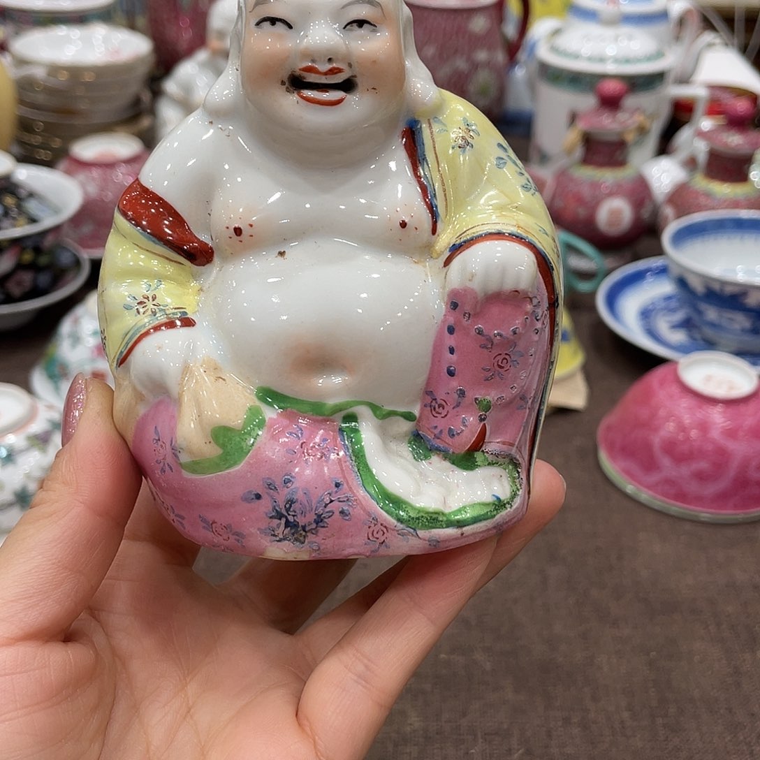 瓷片景德镇粉彩弥勒佛雕塑