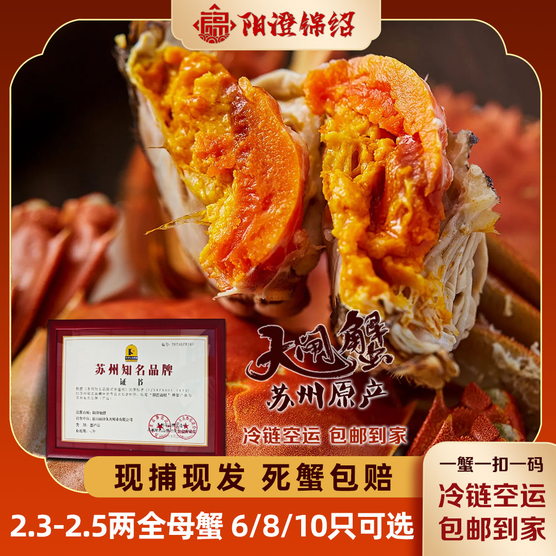 【活蟹】苏州大闸蟹母2.3-2.5两 6只/8只/10只可选中秋国庆礼盒装