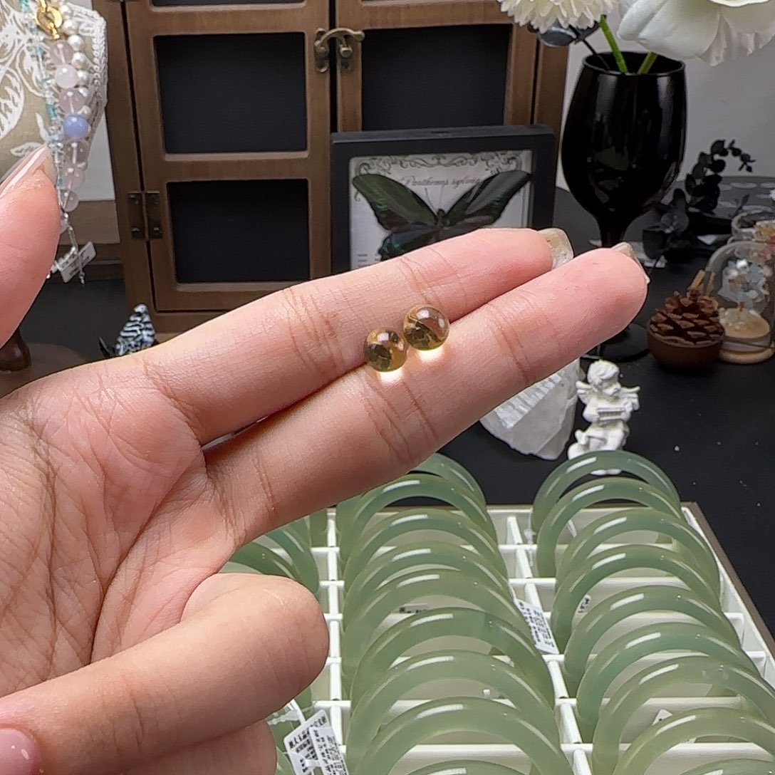 银S925镶嵌耳钉水晶金色针白水晶耳钉