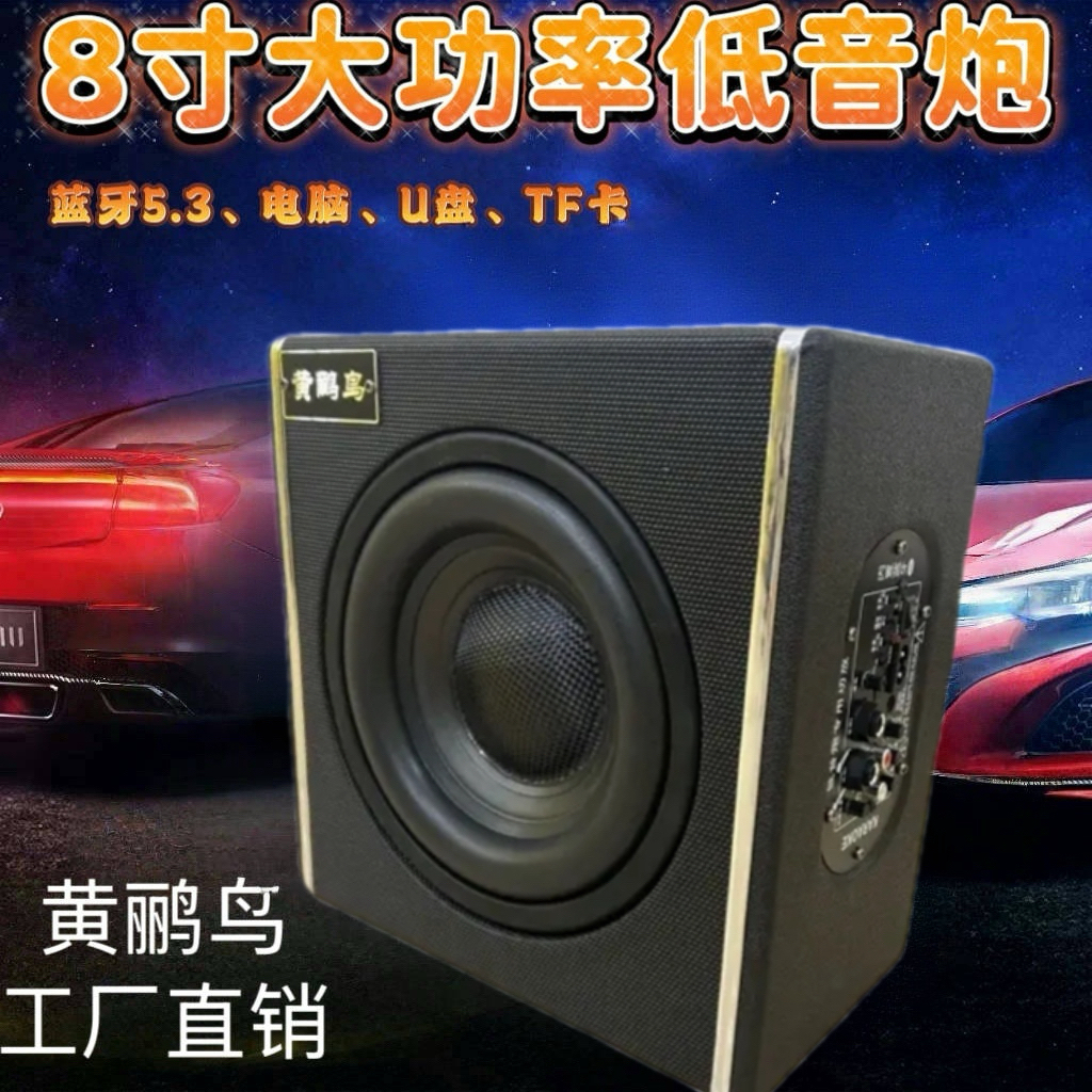 黄鹂鸟新款8寸12v24v220v家用重低音汽车音箱无线蓝牙低音炮