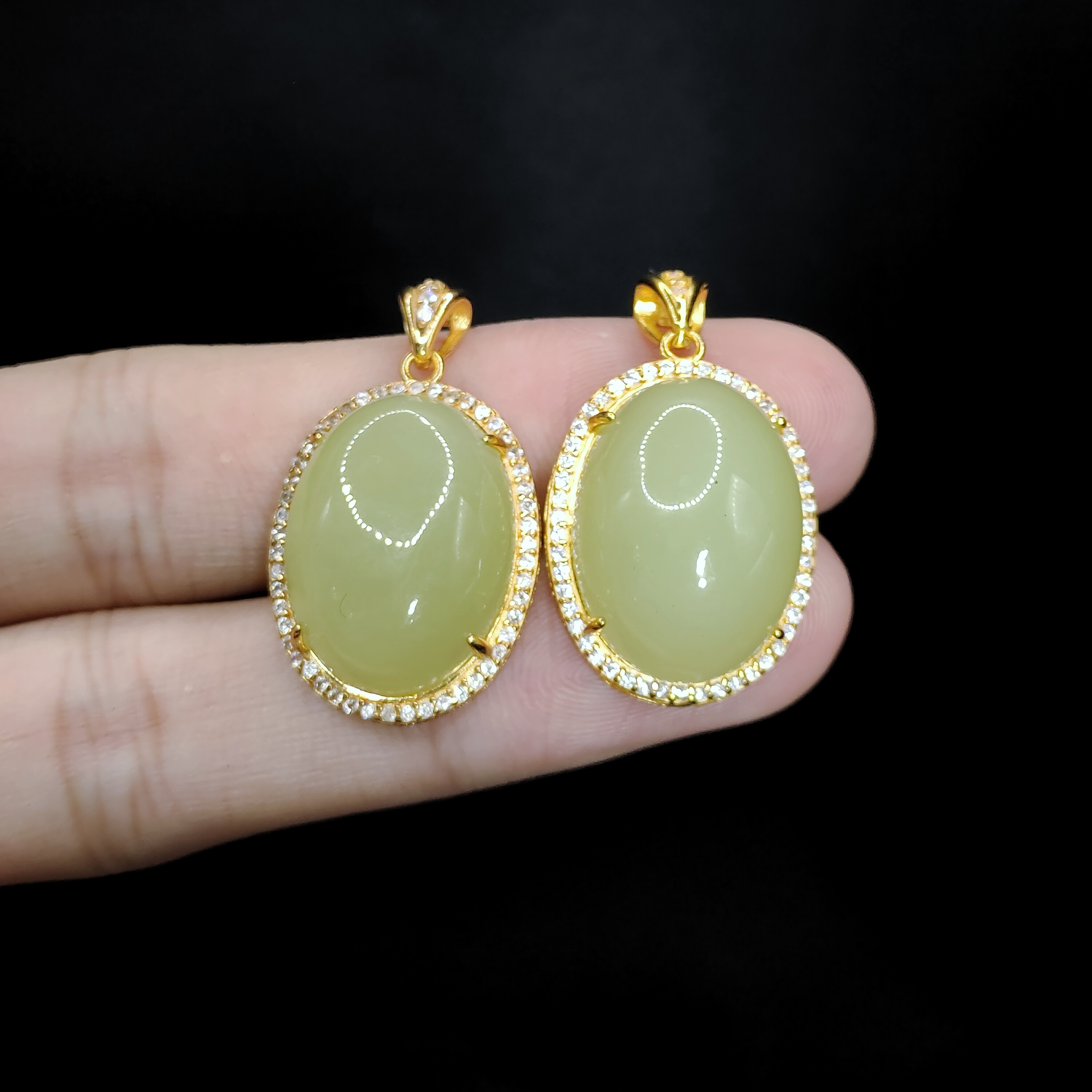 s925银和田玉鸽子蛋面吊坠赠链L13【多样性发其一】约19-14-12mm