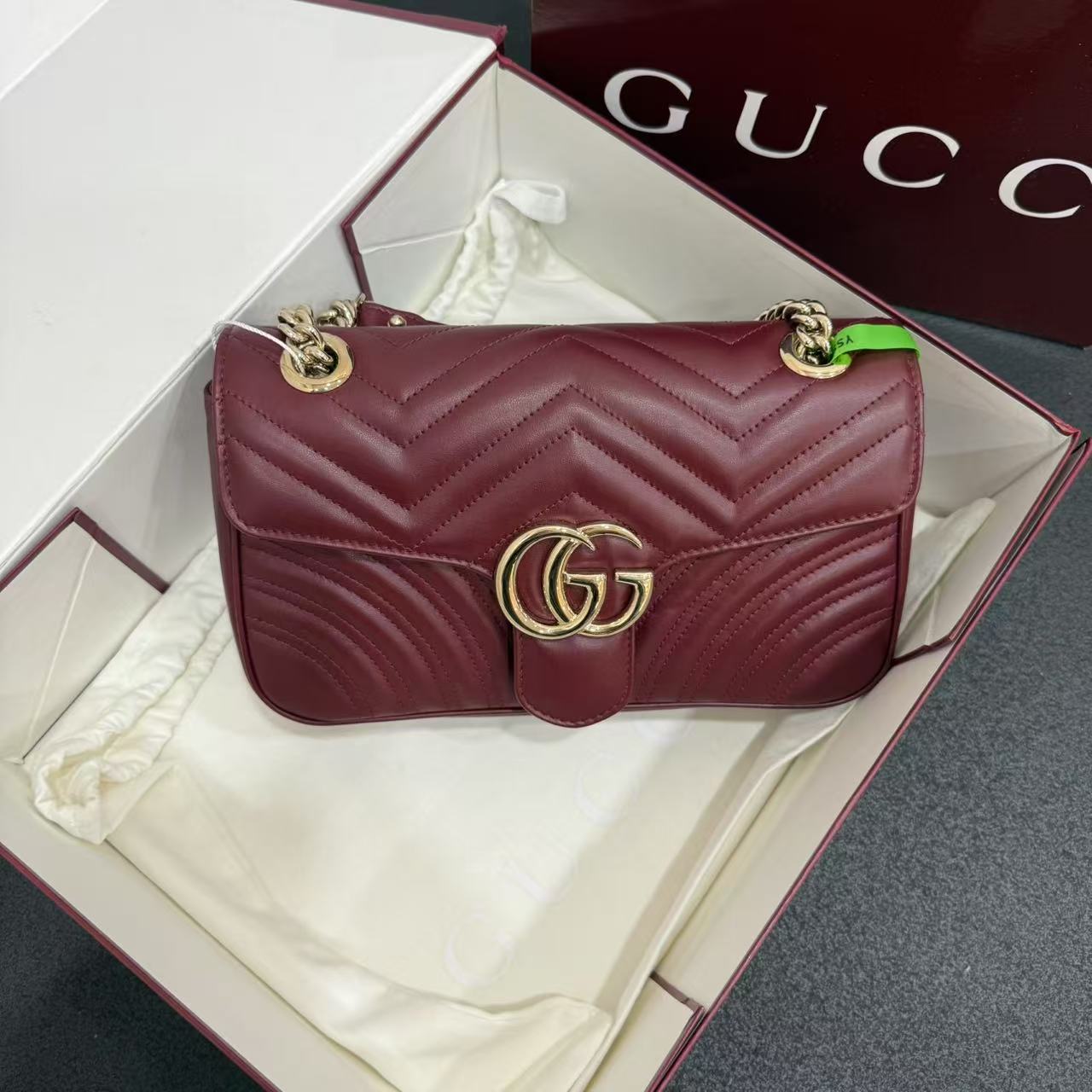 未使用 GUCCI/古驰 壹所奢品/马蒙26 安格拉红 单肩包 闲置 元旦