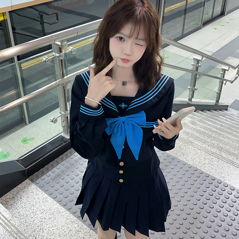 妖言兔兔【椿原中】秋季jk原创收腰水手服制服套装女百褶裙校供感