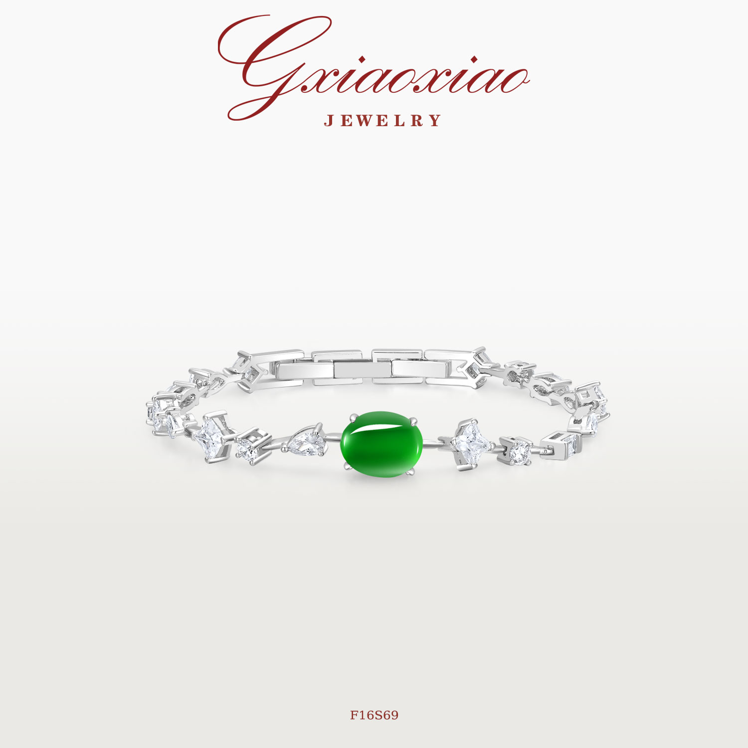 G XIAOXIAO 镀K金 新中式气质高级贵气椭圆蛋面手链 F16S69