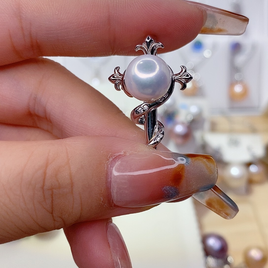 丁***花淡水珍珠吊坠(赠链)银S925镶嵌