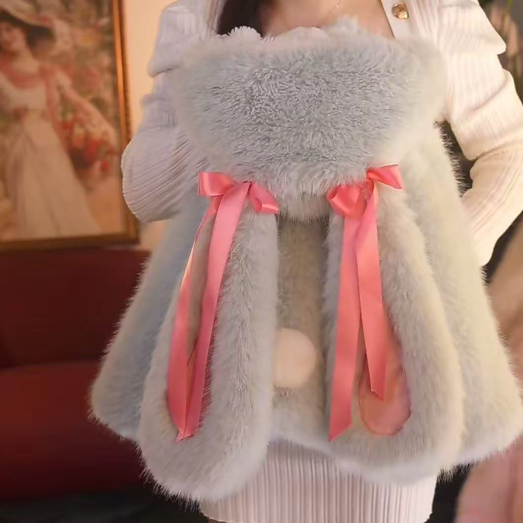 童绣阁【小兔子-蓝色】2025新款冬款女童洋气时尚加厚外套