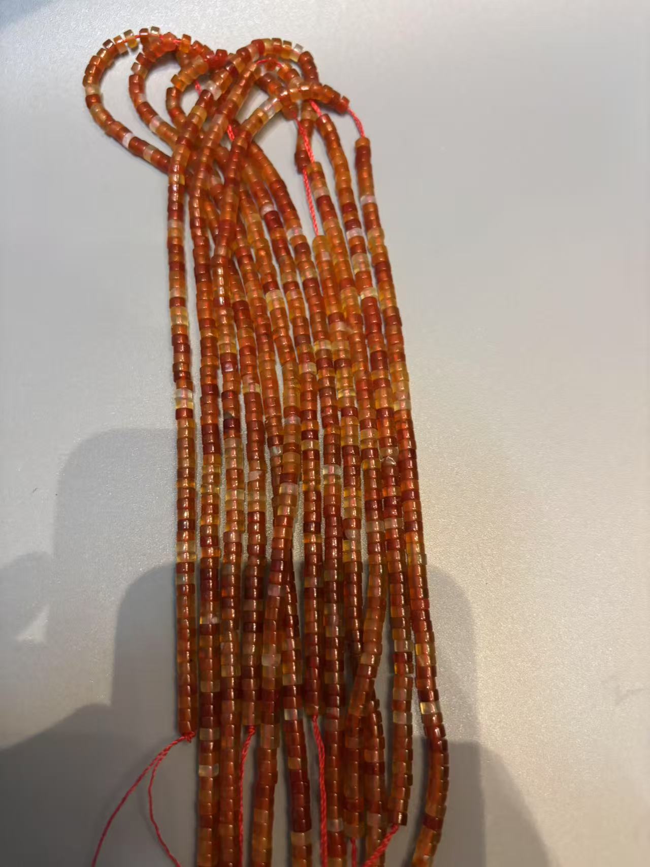 天然石南红玛瑙直切约2*4mmDIY 手链项链