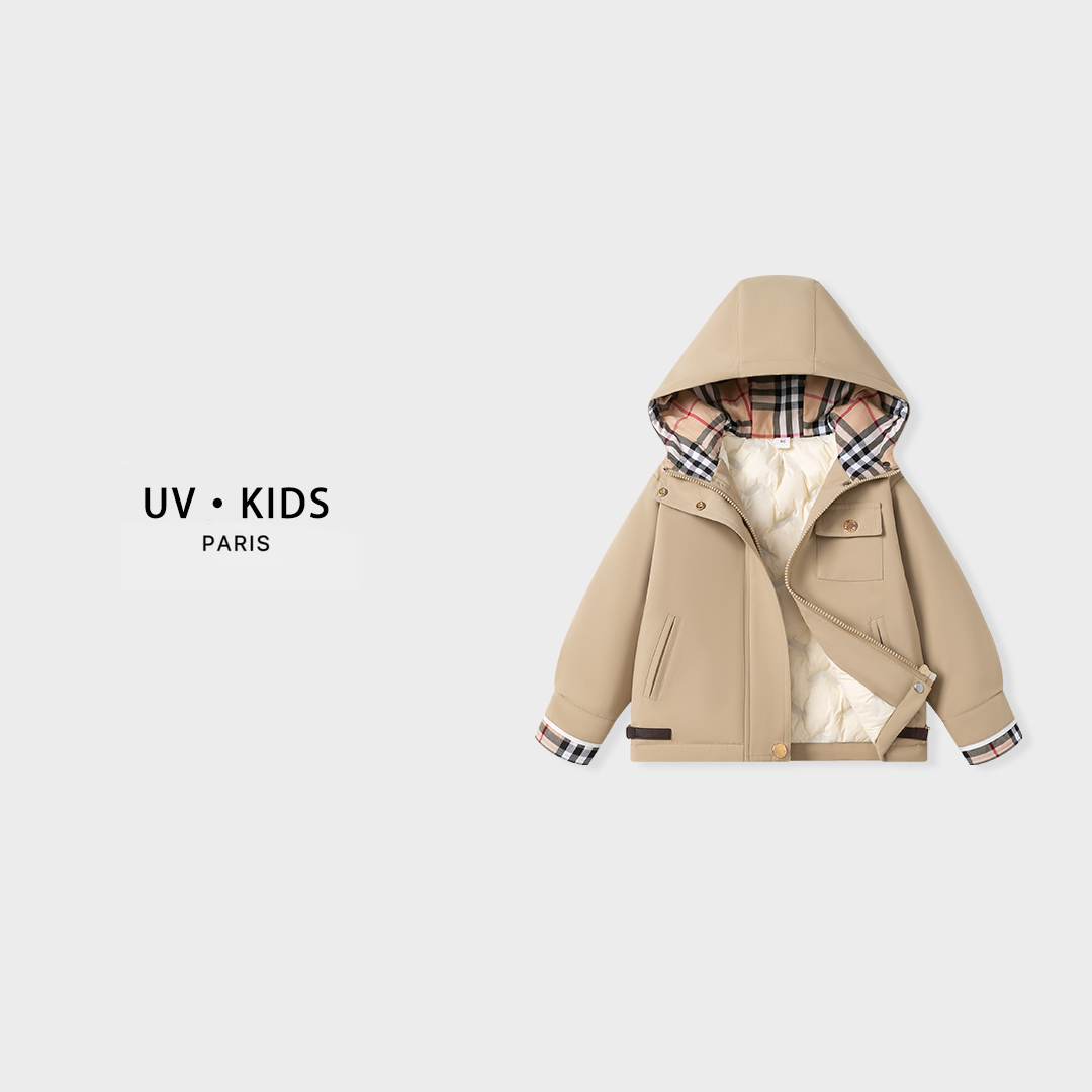 【A·M高定童装】冬季高定新款儿童时尚轻奢连帽90白鸭绒羽绒服外套