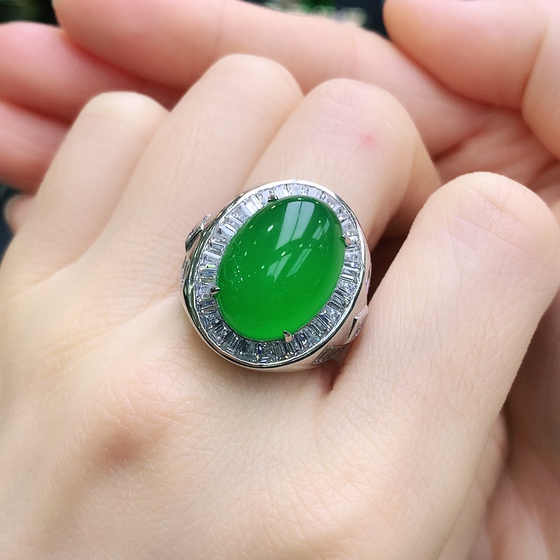 玛瑙/玉髓戒指银S925镶嵌