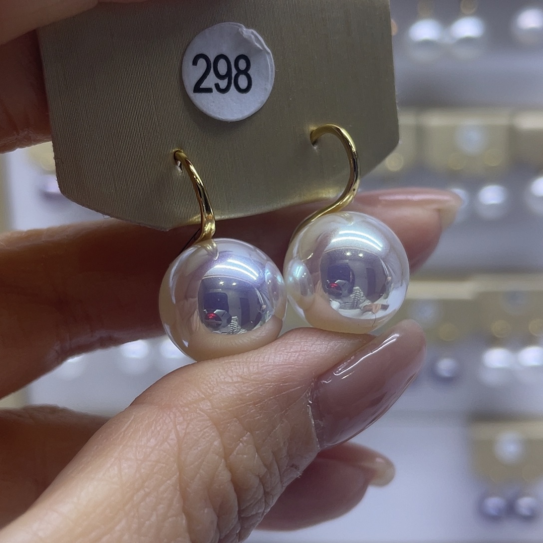 淡水珍珠银S925镶嵌耳饰