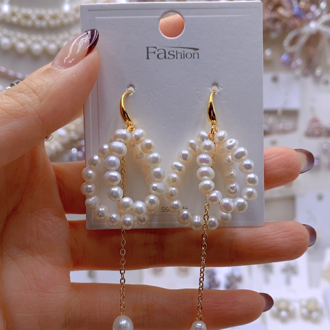 银S925镶嵌耳饰淡水珍珠