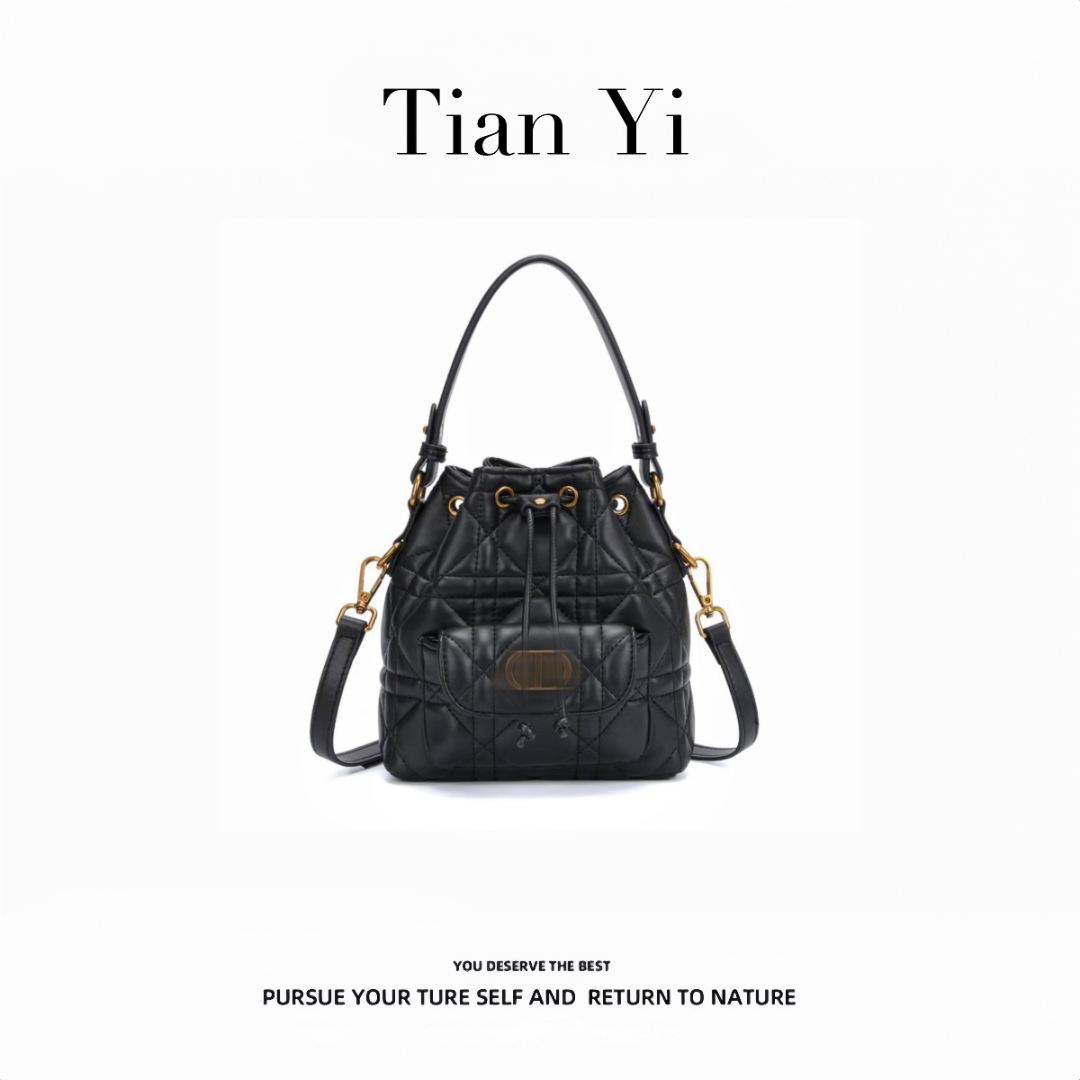 【工厂直销】2025新款大容量水桶包精致百搭链条单肩斜挎包2530黑色