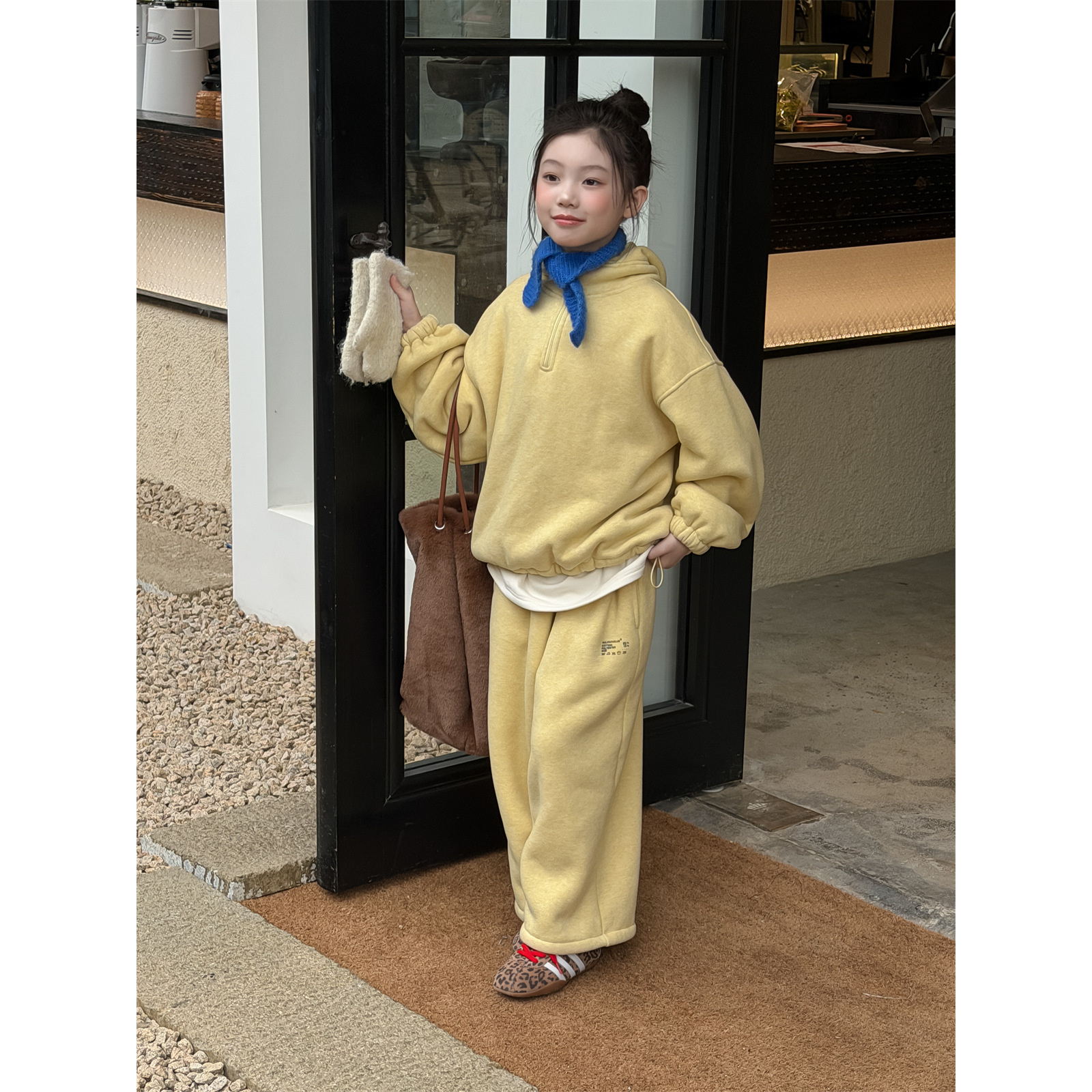 LJ-91680-柠檬匠童品童装女童套装2025冬季新款糯米绒连帽加厚套