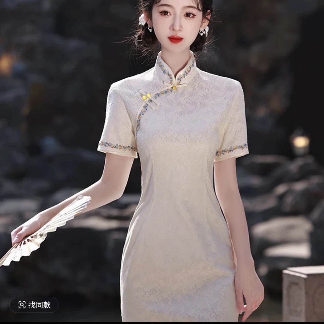 【2684 沉香 绣花包边】显瘦气质修身优雅复古中国风旗袍