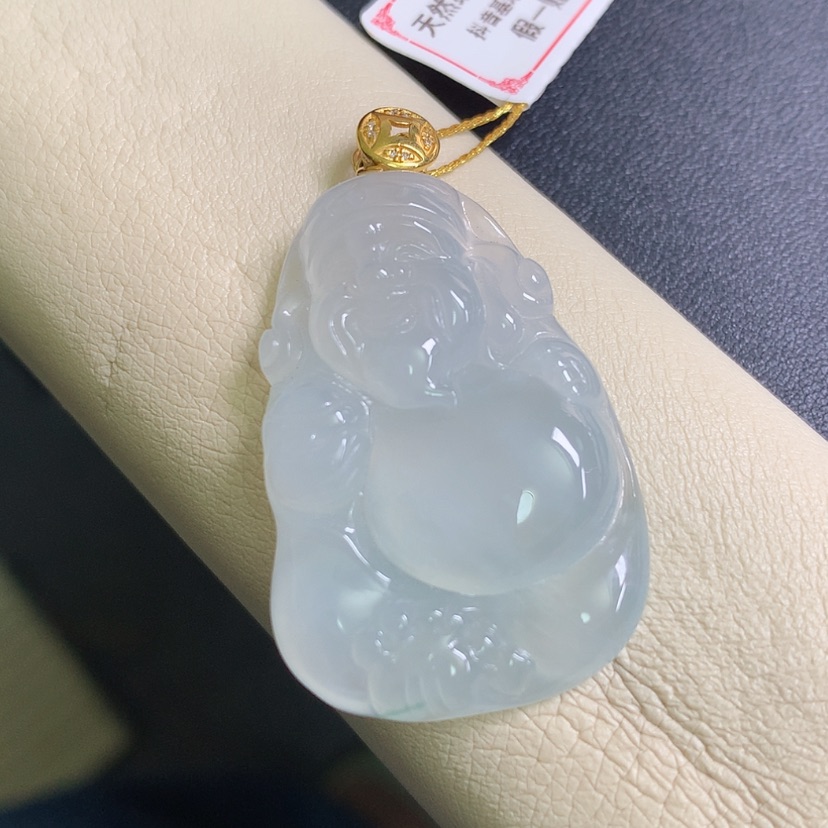 【闪购商品】翡翠颈饰18K金镶嵌财神