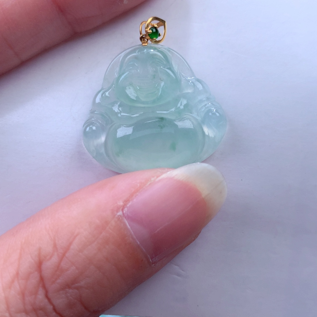 翡翠吊坠(不含链)18K金镶嵌